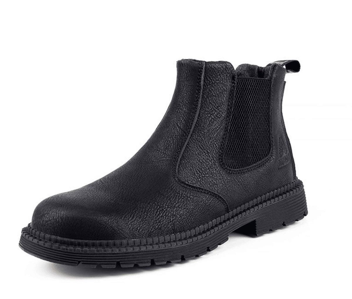 Slip-on Cushion Leather Chelsea Men's Boots with Side Elastic Panels