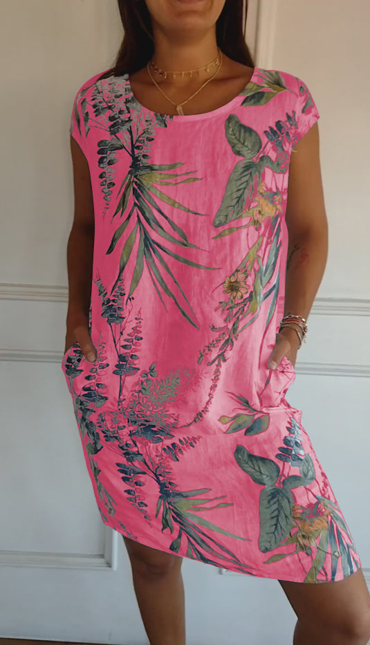 Women’s Leaf Print Travel Day Outfit Summer Dresses