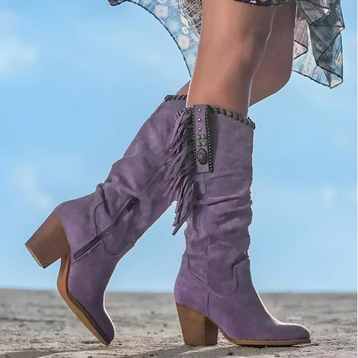 Fashion Western Fringe Cowboy Knee High Boots for Women