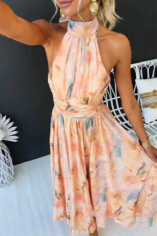 Women's Long Boho Floral Halter Maxi Summer Dresses