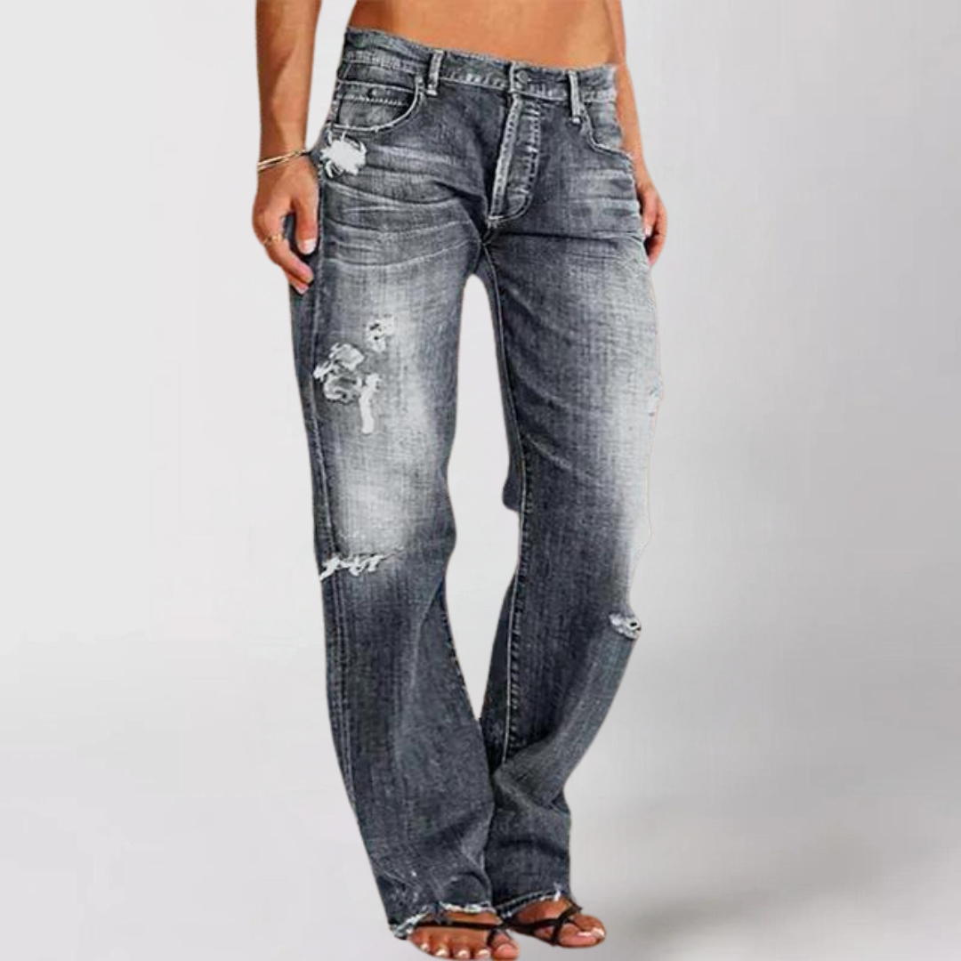 Relaxed fashionable denim wide-leg jeans for Women