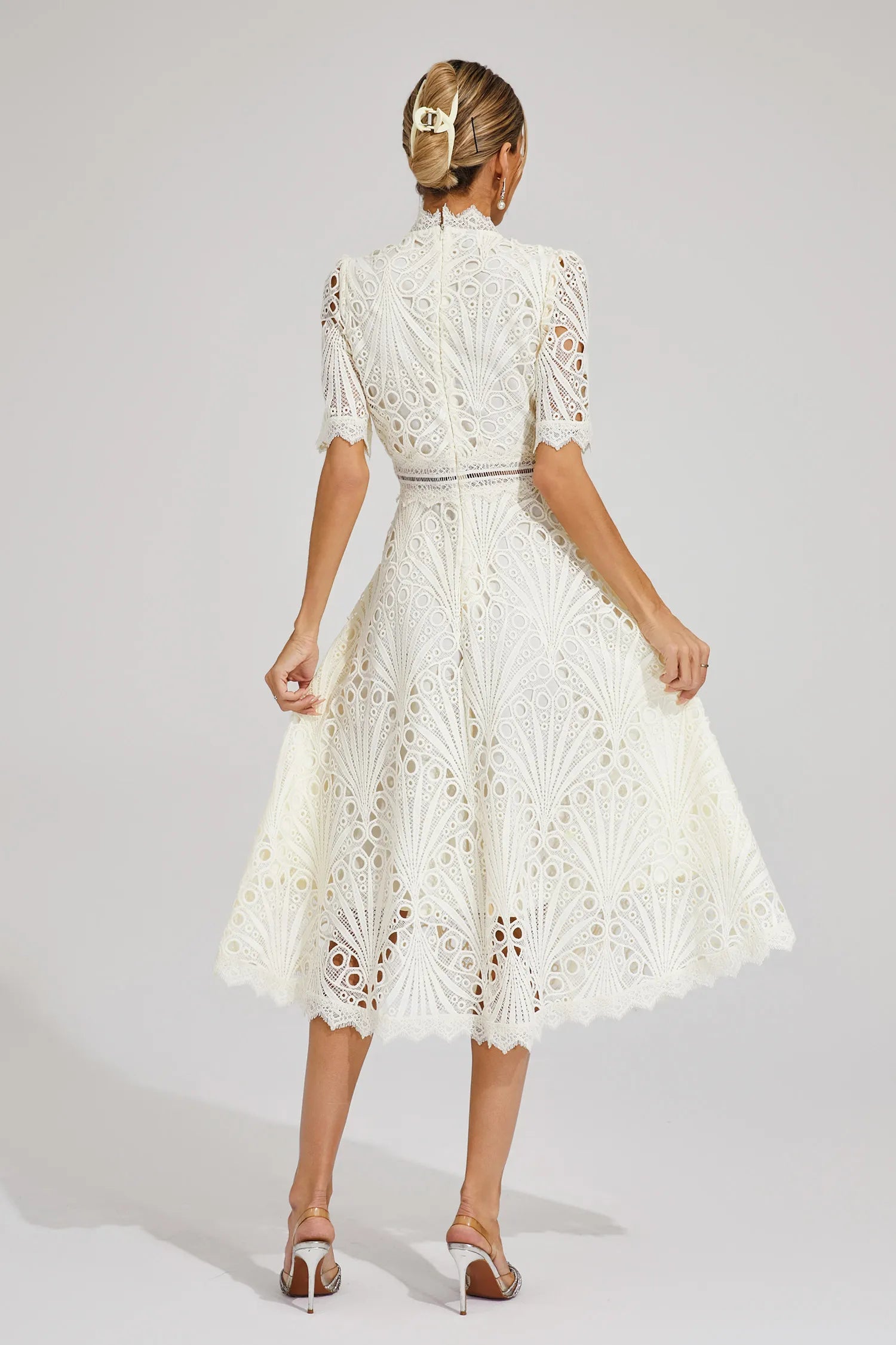 Women's Flattering Lace Party Evening Midi Dress for Women