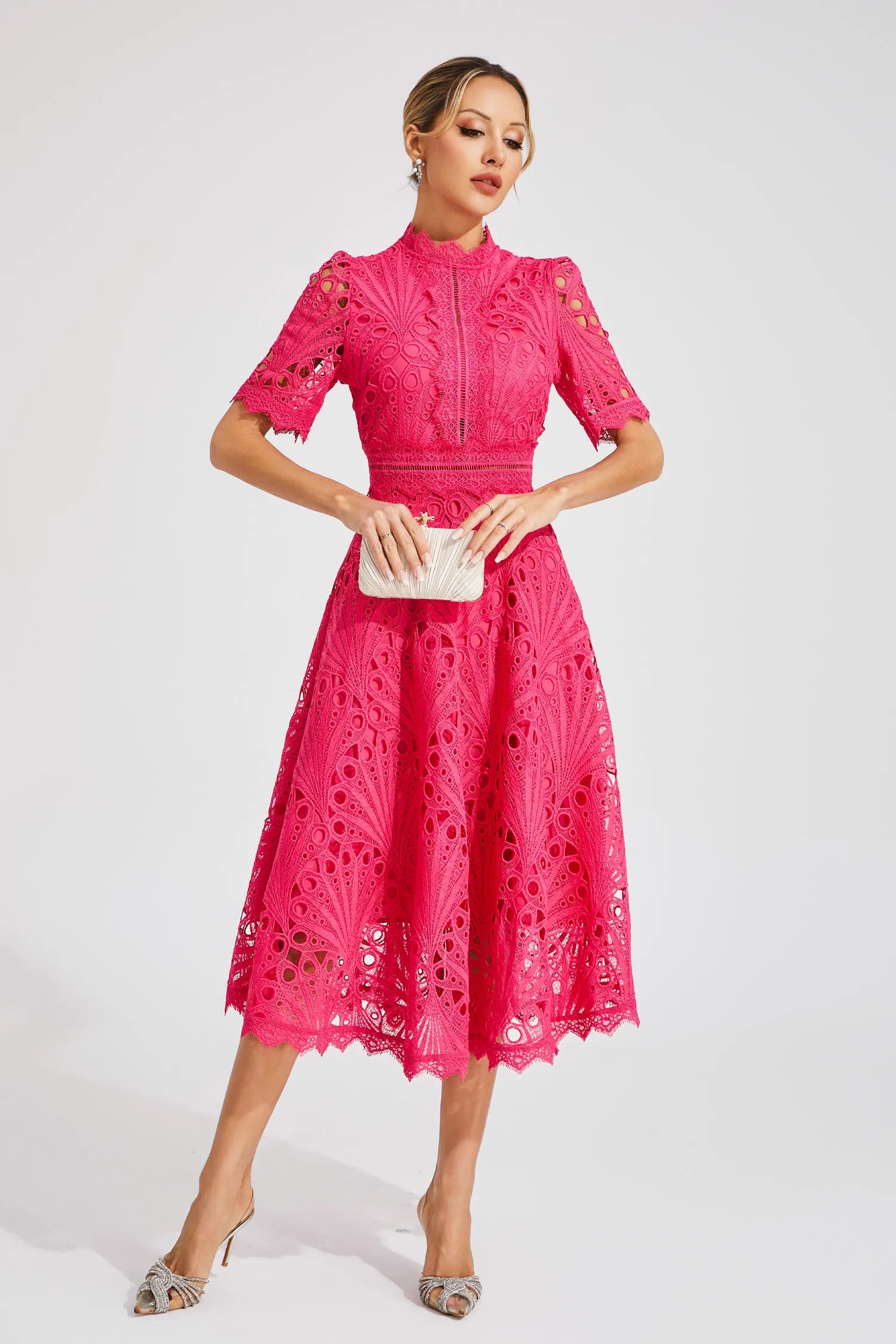 Exquisite Flattering Lace Midi Dress for Women