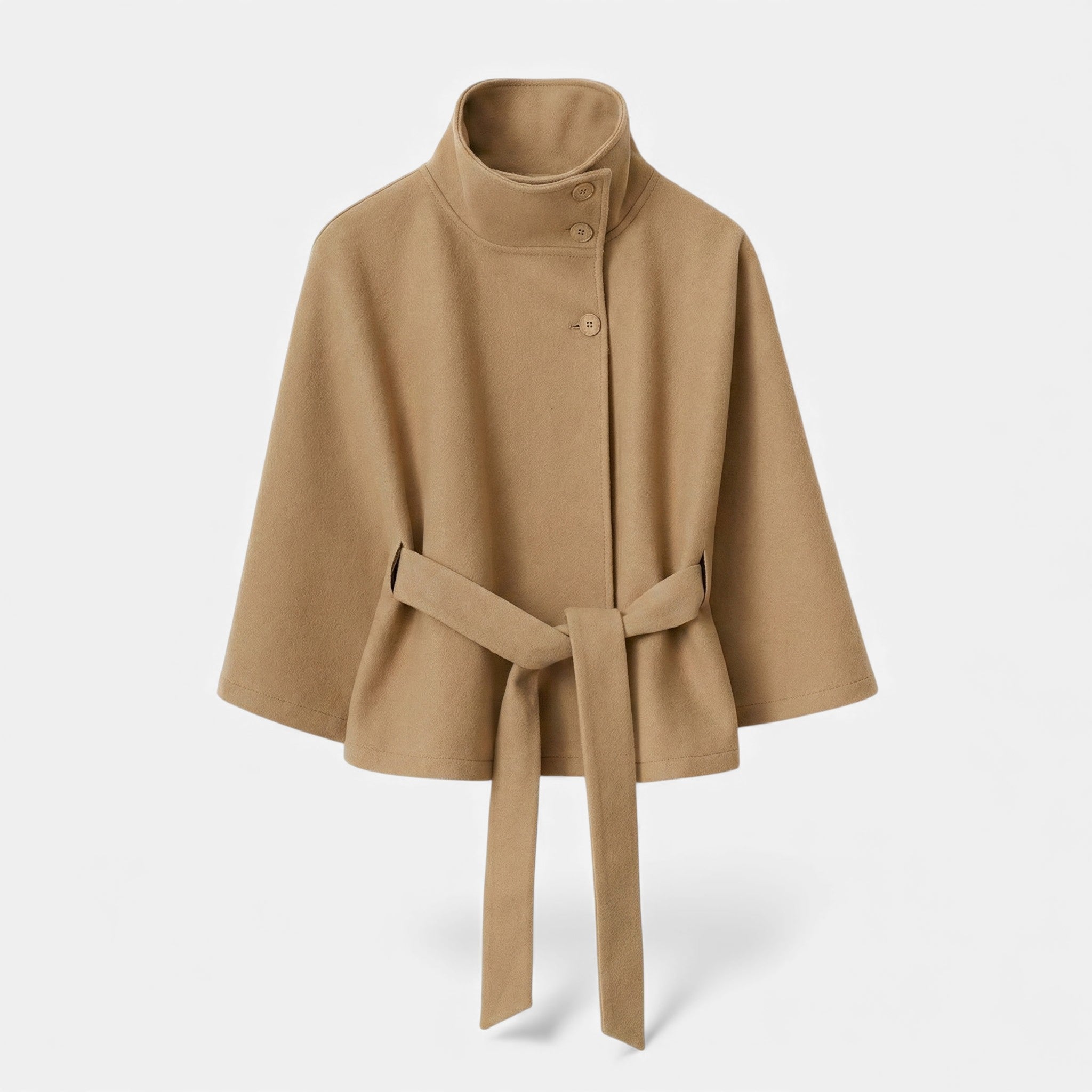 Women’s Exquisite Belted Fashion Cape Coat for Winter and Autumn