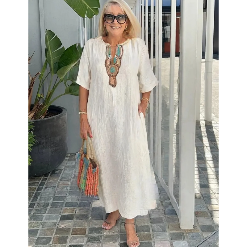 Women’s Ethnic Embroidery Relaxed Maxi Summer Dresses