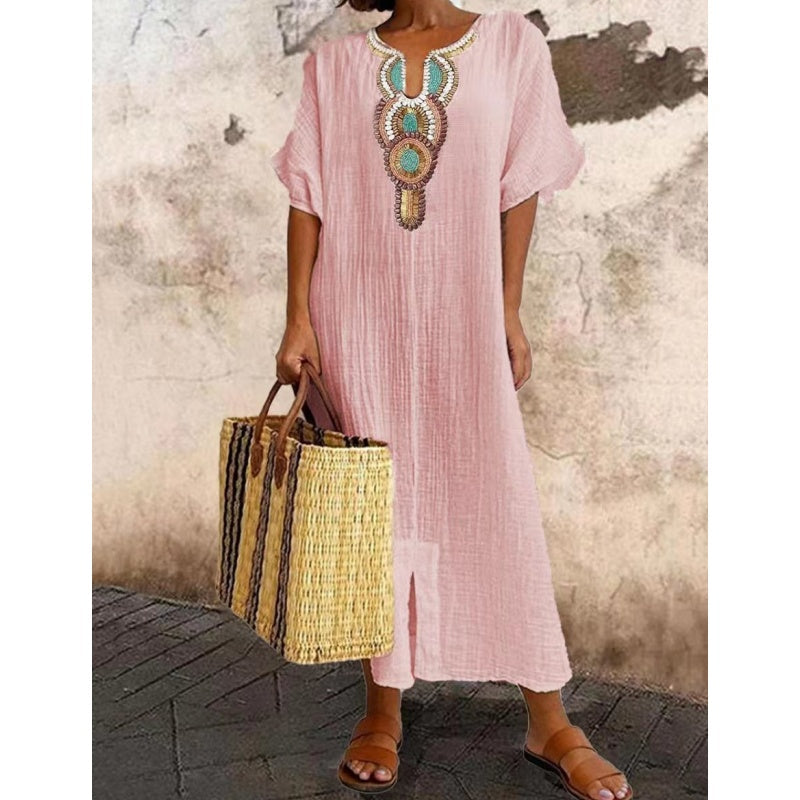 Women’s Ethnic Embroidery Relaxed Maxi Summer Dresses