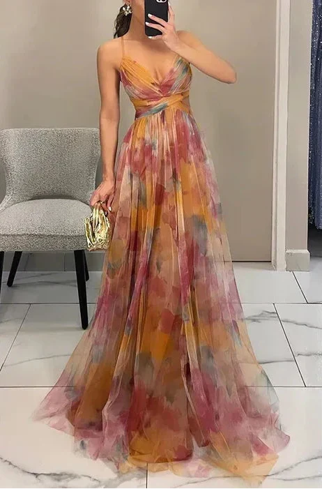 Captivating Elegant Bloom Airy Twist Maxi Party Dress for Women