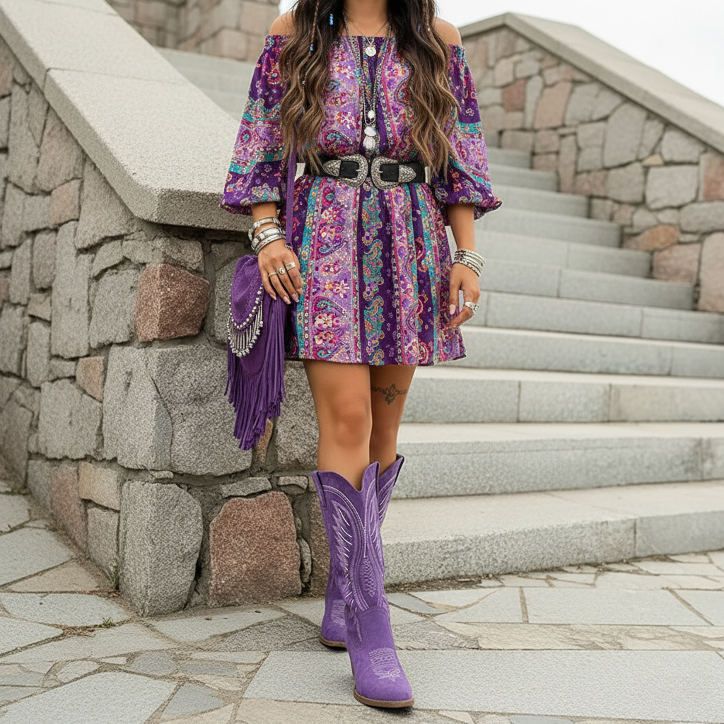 Modern Embroidered Western Flair Boots for Women