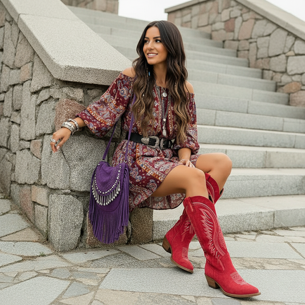 Modern Embroidered Western Flair Boots for Women