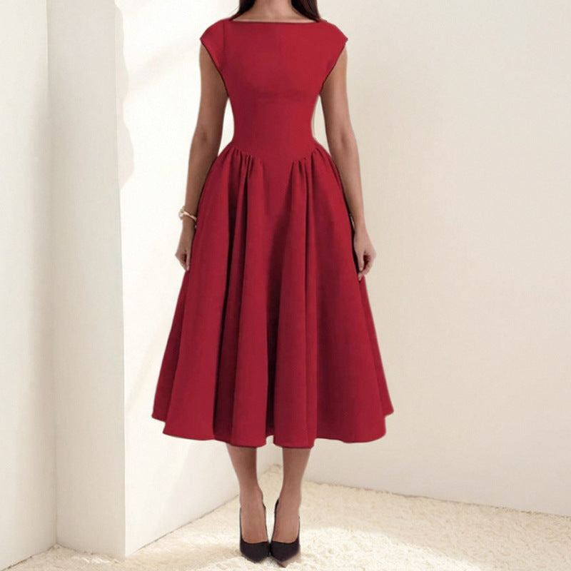 Fashion Evening Round Neckline Party Midi Dress for Women