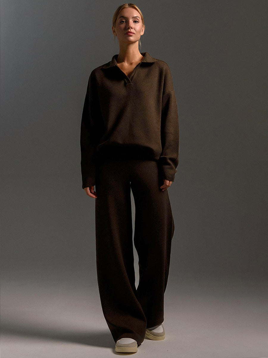 Women's Fashion Modern Elegance Knitted Two-pieces Tracksuit