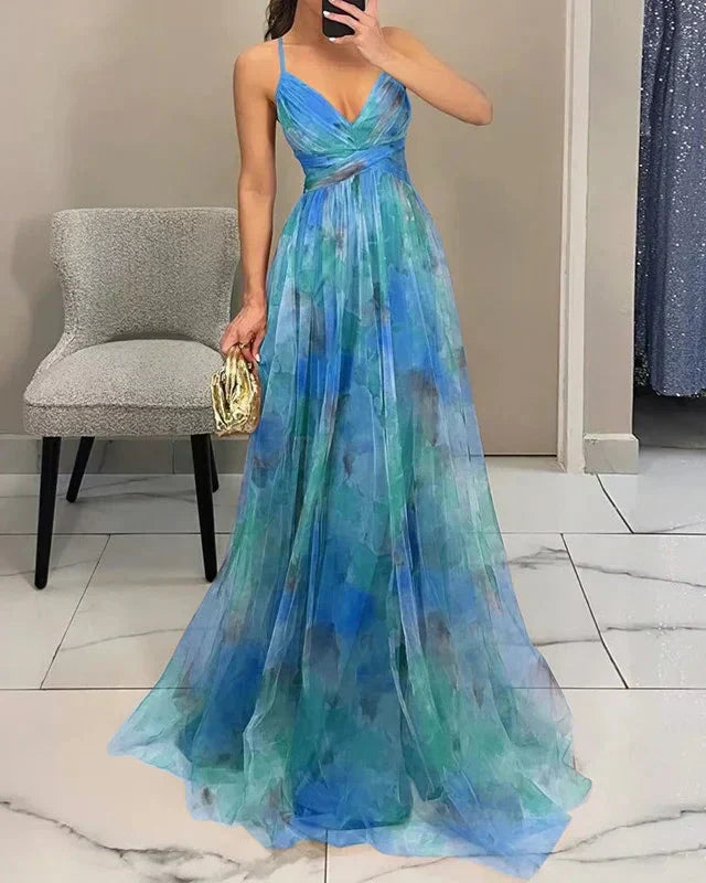 Women’s Effortless Floral Printed Maxi Style Summer Dress for Evening Parties