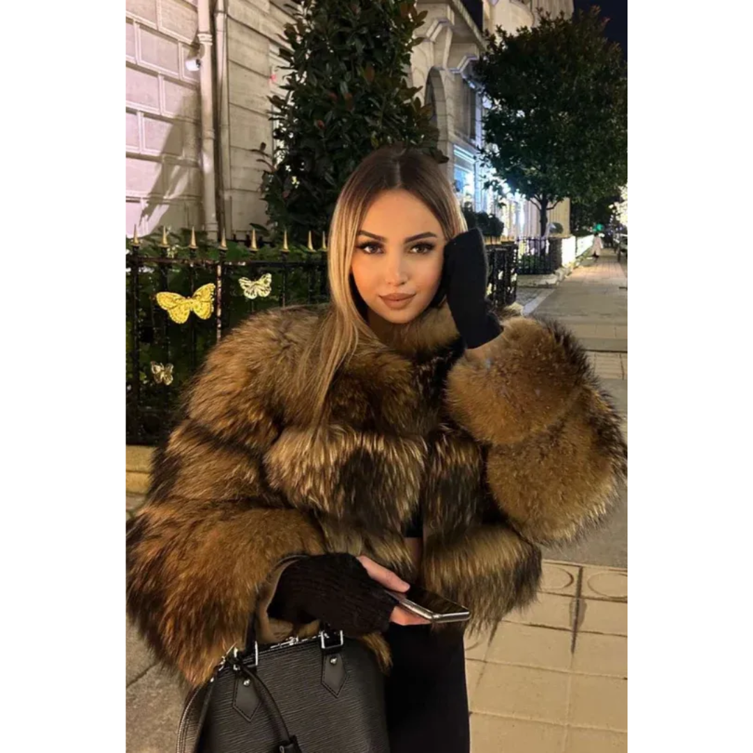 Elegant Flattering Cropped Faux Fur Jacket for Women