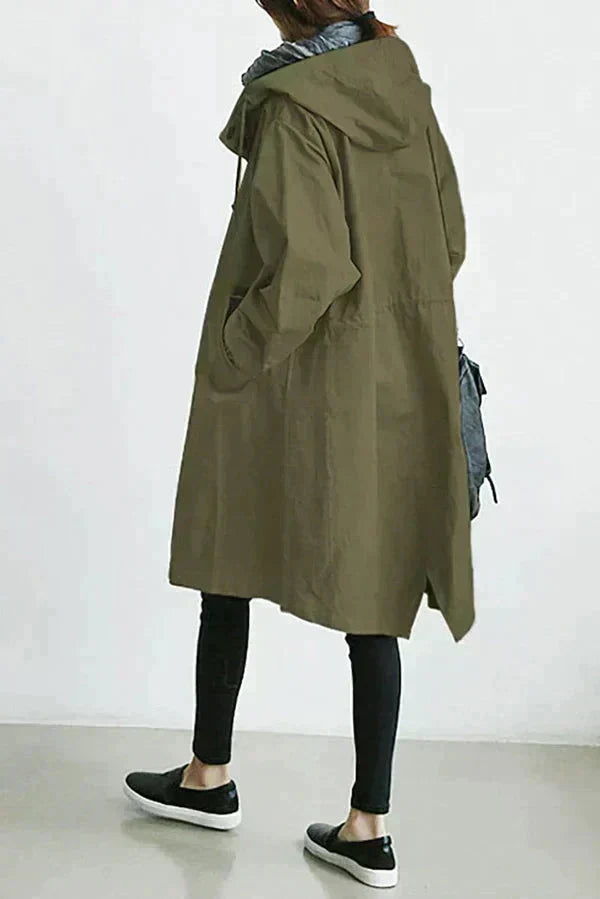 Women's Fashion Long Water-resistant Oversized Urban Protection Raincoat