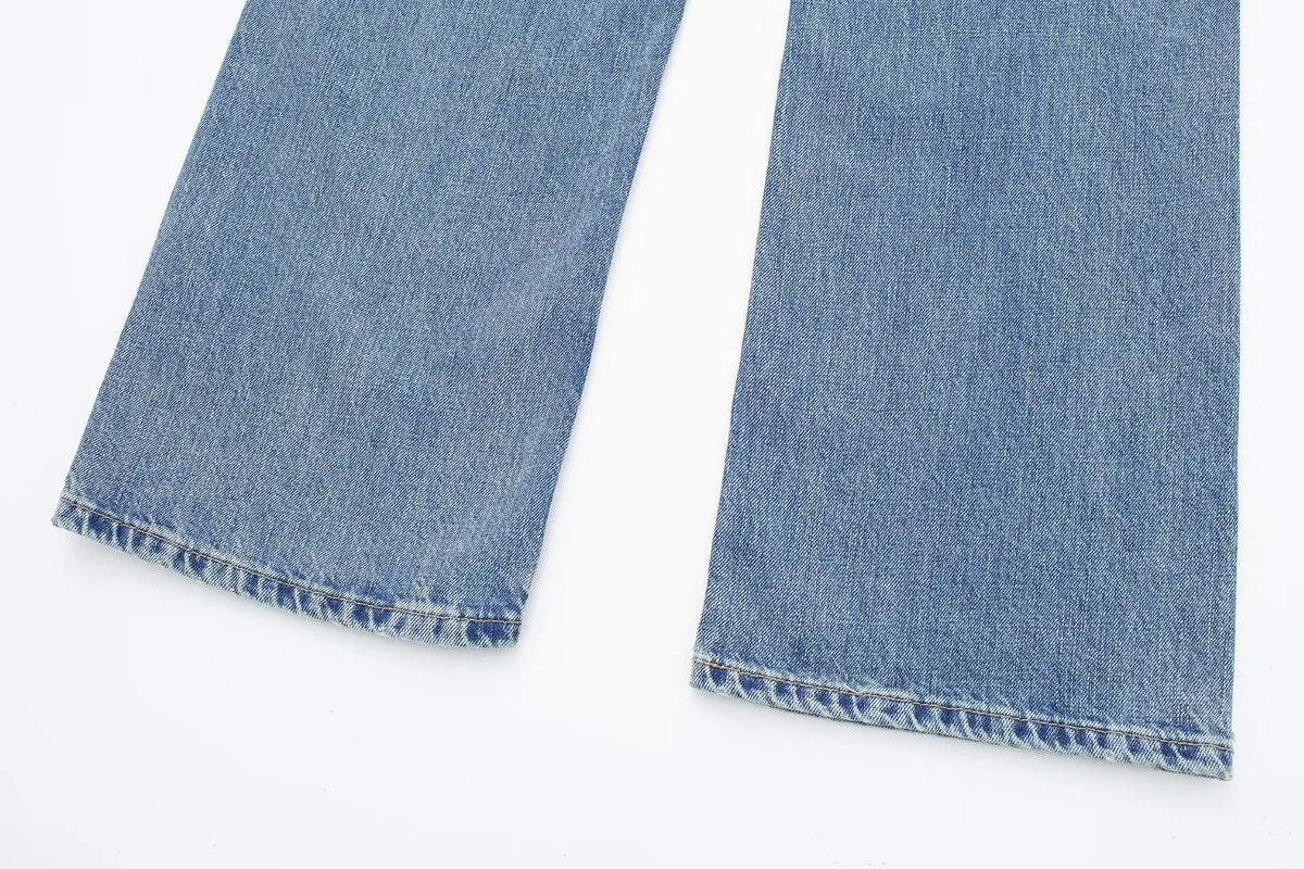Casual Mid‑Waist Straight‑Leg Jeans for Women