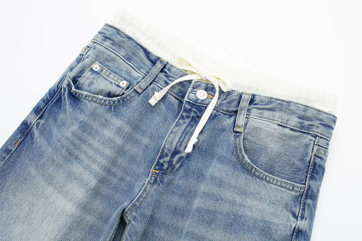 Casual Mid‑Waist Straight‑Leg Jeans for Women