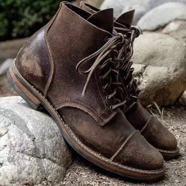Rugged Winter Leather Lace-Up Warmth Men's Boots