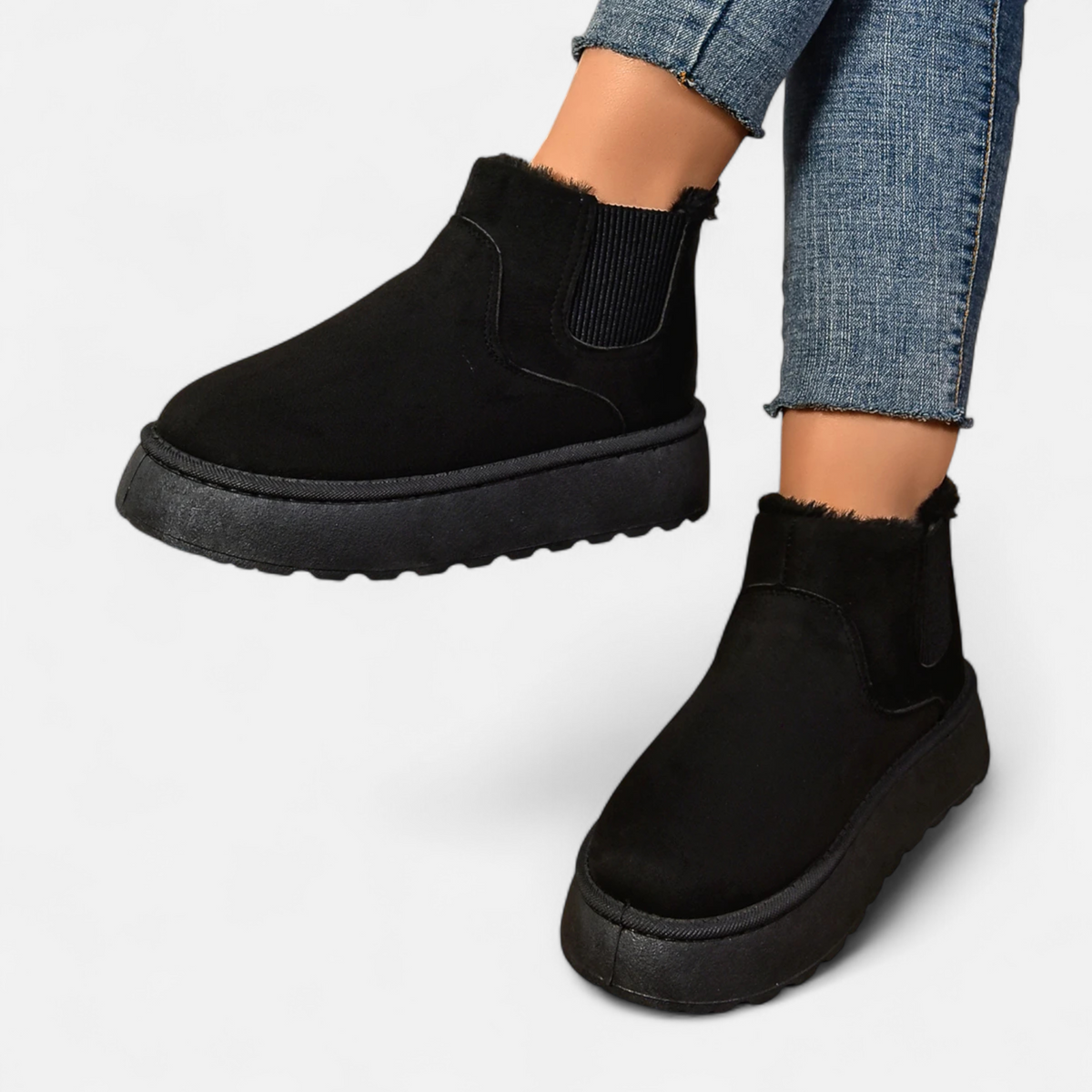 Timeless Cosy Seasonal Chelsea Plush Platform Ankle Boots for Women