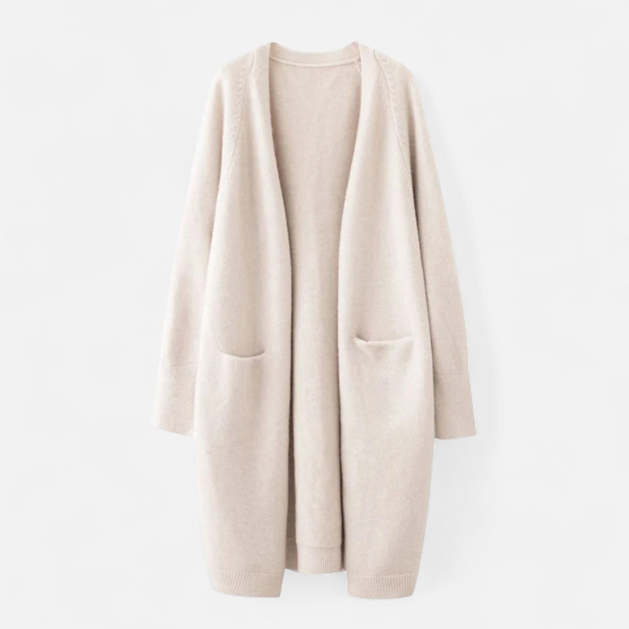 Women’s Stylish Thick Knitted Warm Cardigan with V-Neckline and Discreet Pockets