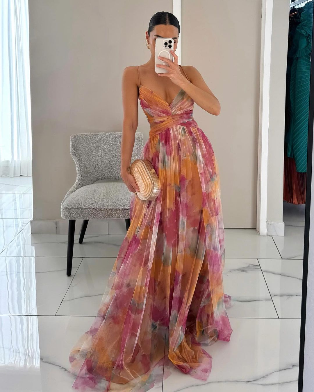 Women’s Effortless Floral Printed Maxi Style Summer Dress for Evening Parties