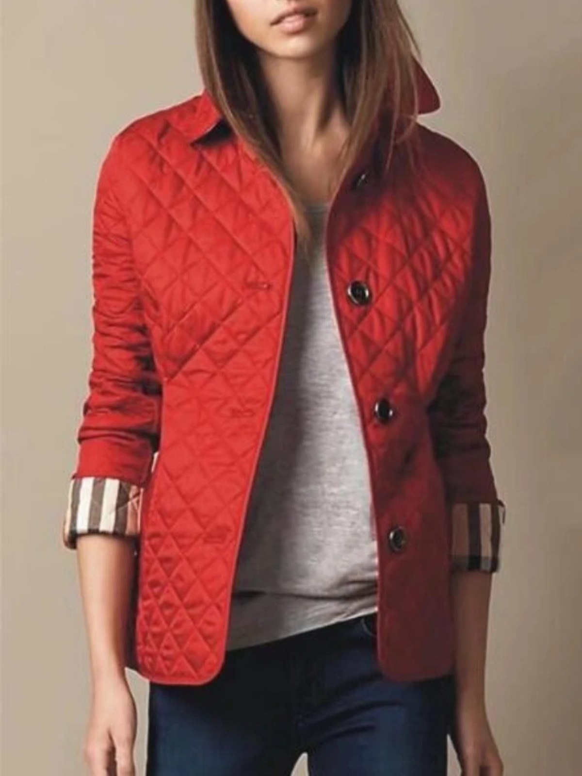 Women's Outer Layer Quilted Turned-Down Collar Jacket