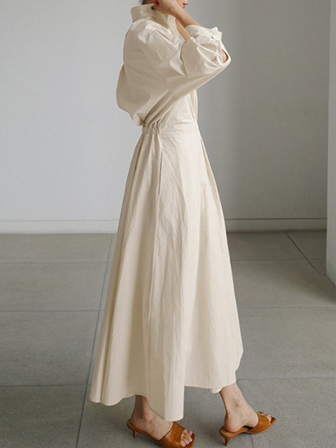 Women's Classic Elegance Button Shirt Dress with Adjustable Belt