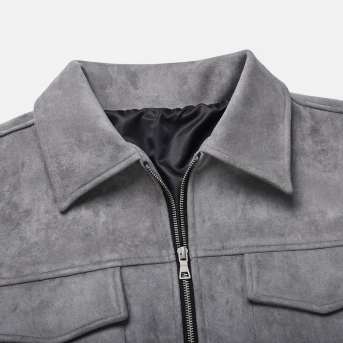 Refined Street-Inspired Collar Loose-Fit Suede Jacket for Men