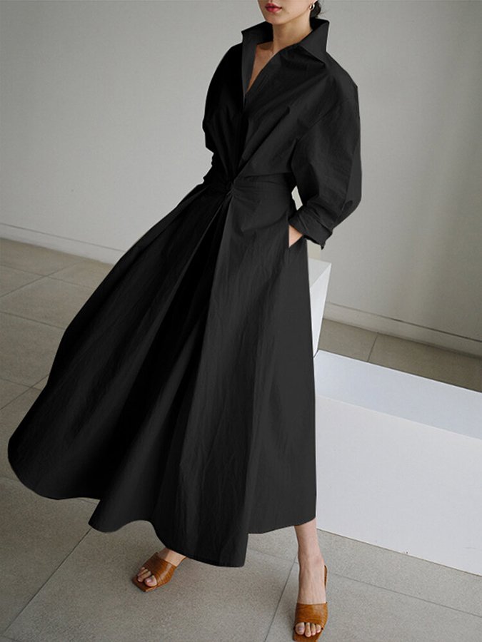 Women's Classic Elegance Button Shirt Dress with Adjustable Belt