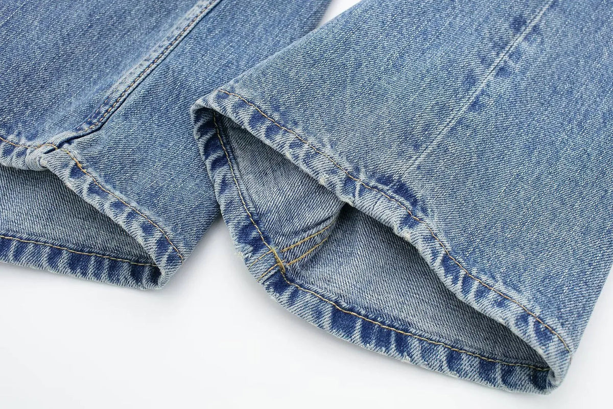 Casual Mid‑Waist Straight‑Leg Jeans for Women