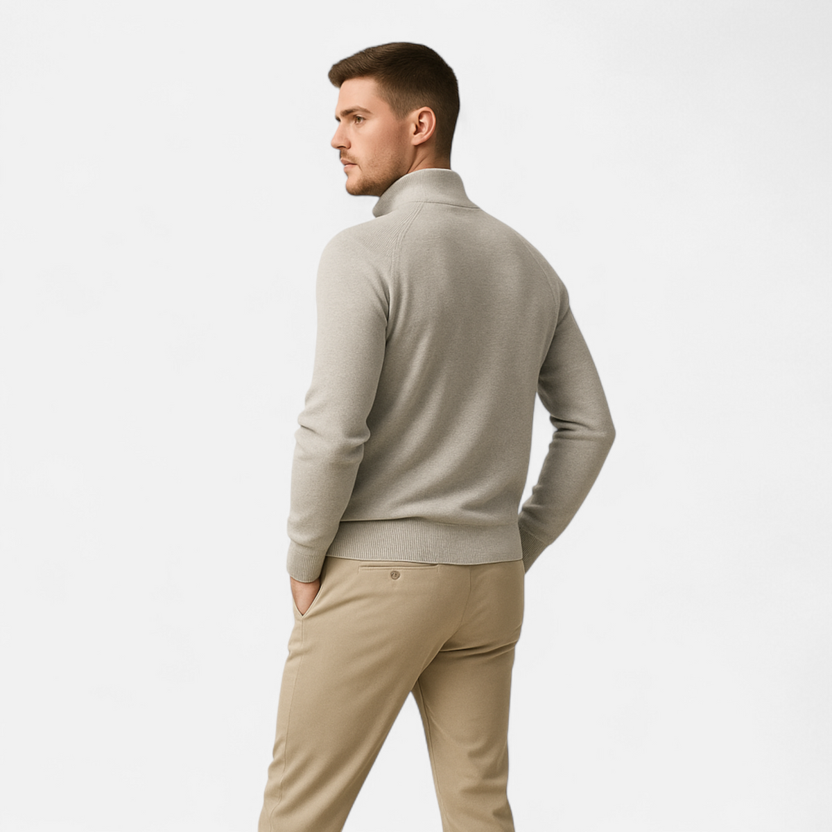 Men’s Timeless Knitted Layered Half-Zip Sweater for Cooler Months