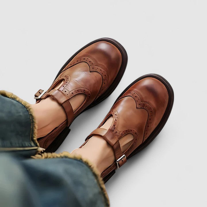 Outdoor Non-slip Leather T-Strap Women’s Shoes