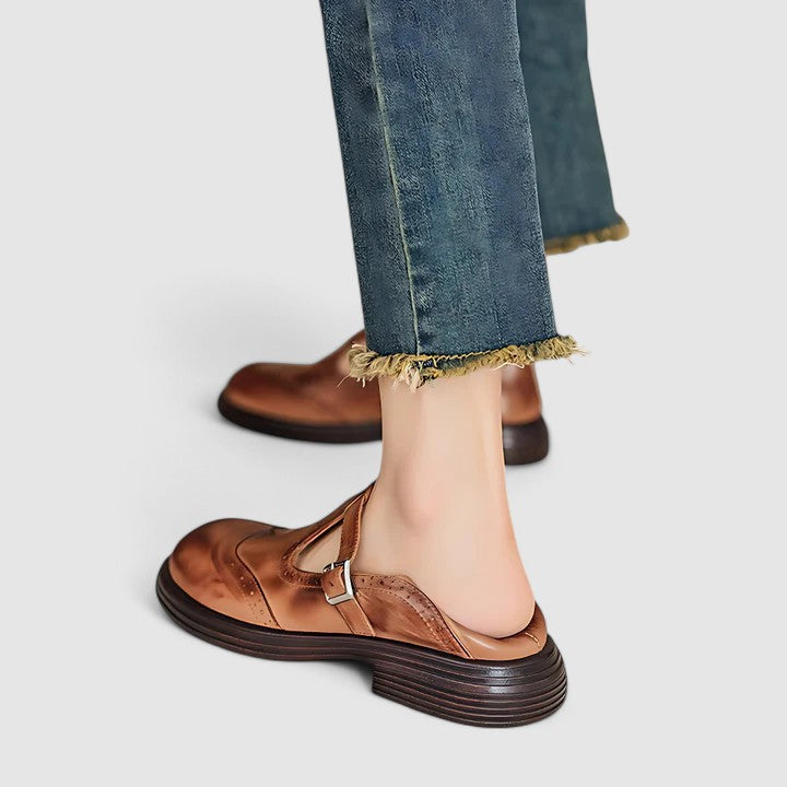 Outdoor Non-slip Leather T-Strap Women’s Shoes