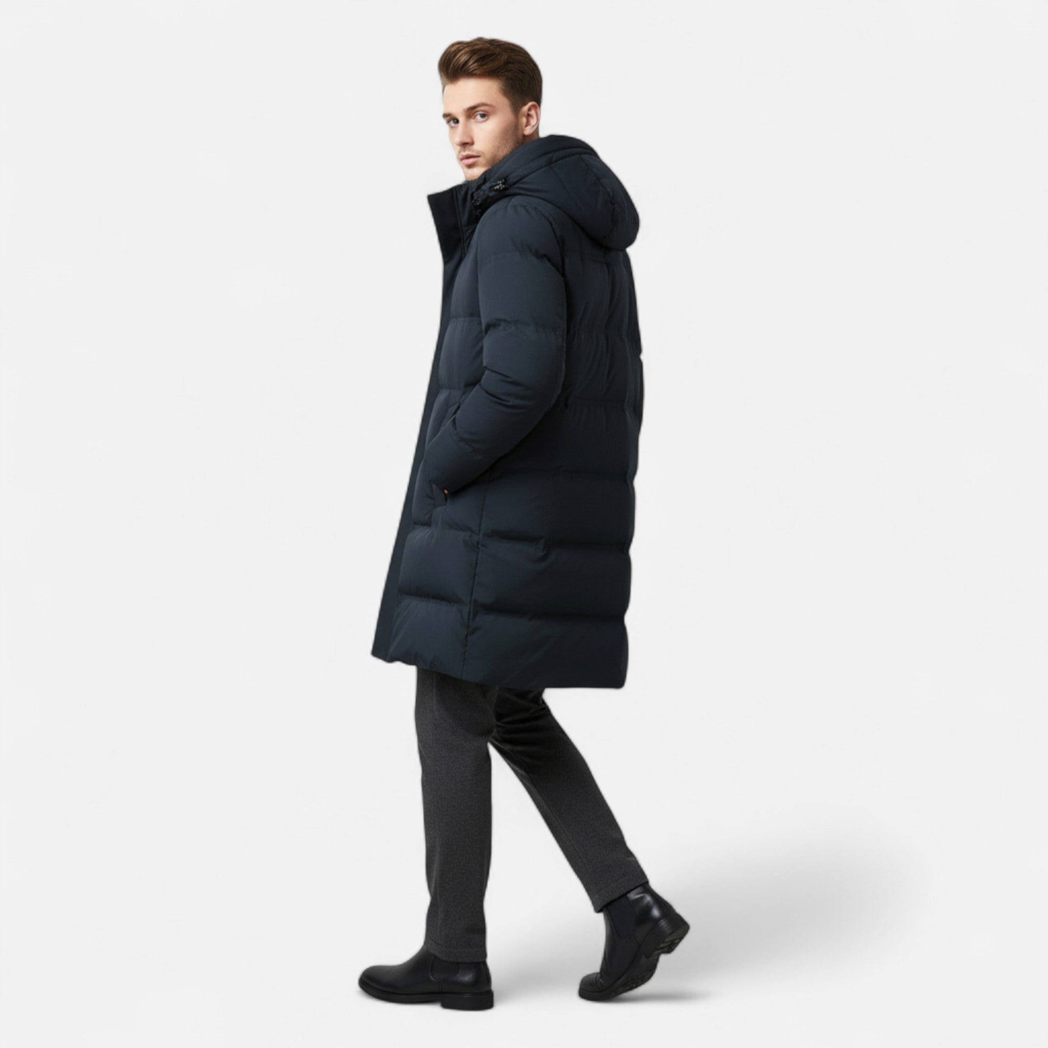 Men’s Thermal Practical Down Insulated Hooded Parka Coat
