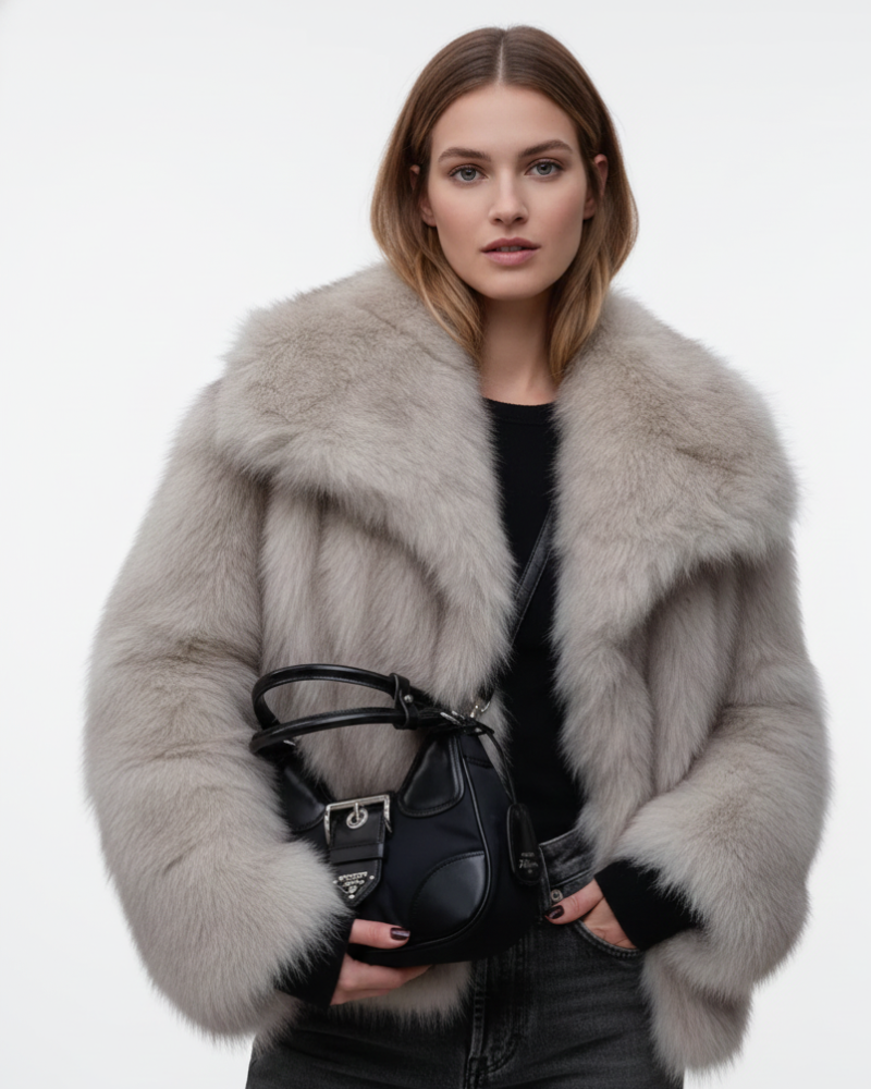 Women's Elegant Fashion Layer Faux Fur Jacket for Winter Season