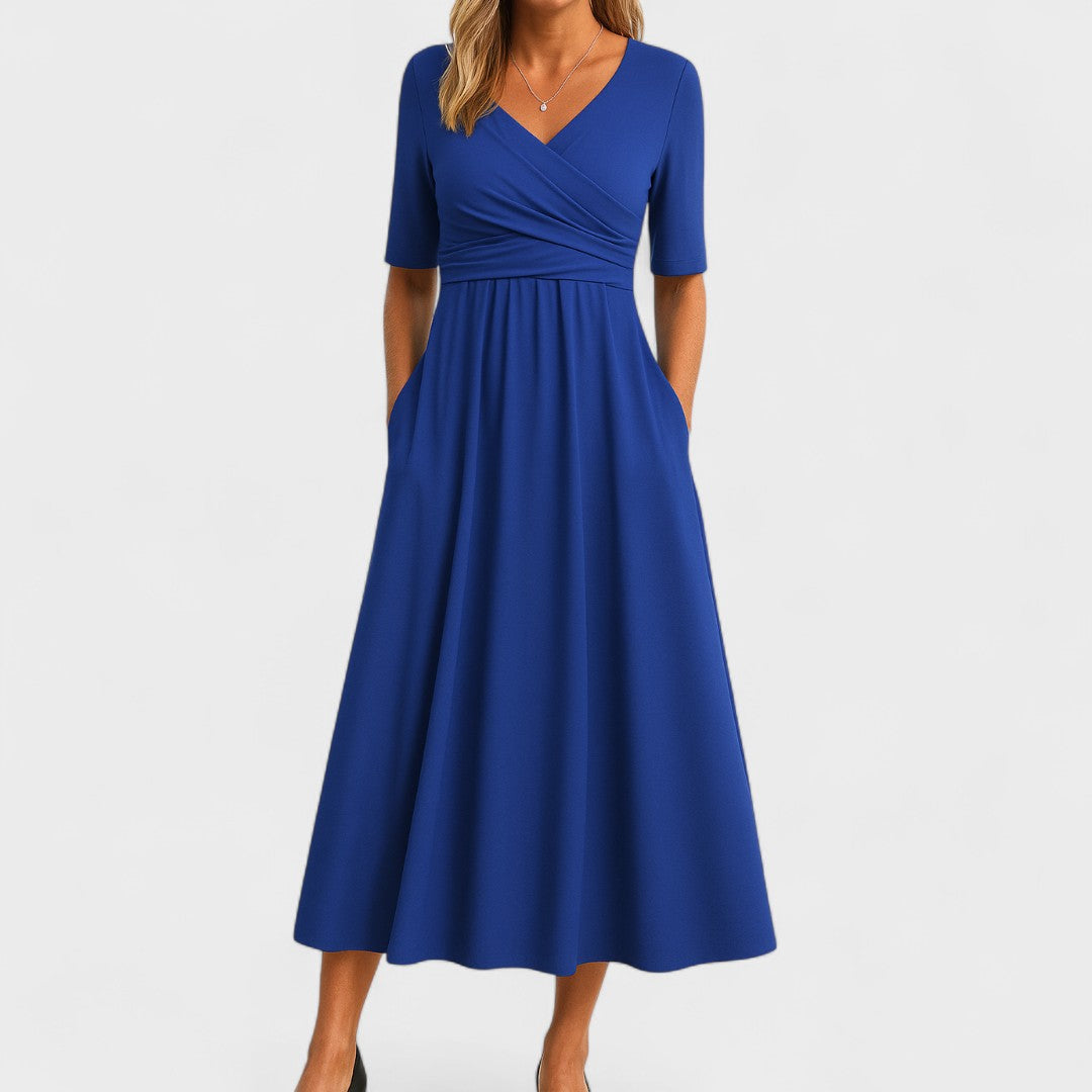 Women’s V-Neck Midi Dress Chic Elegant Style