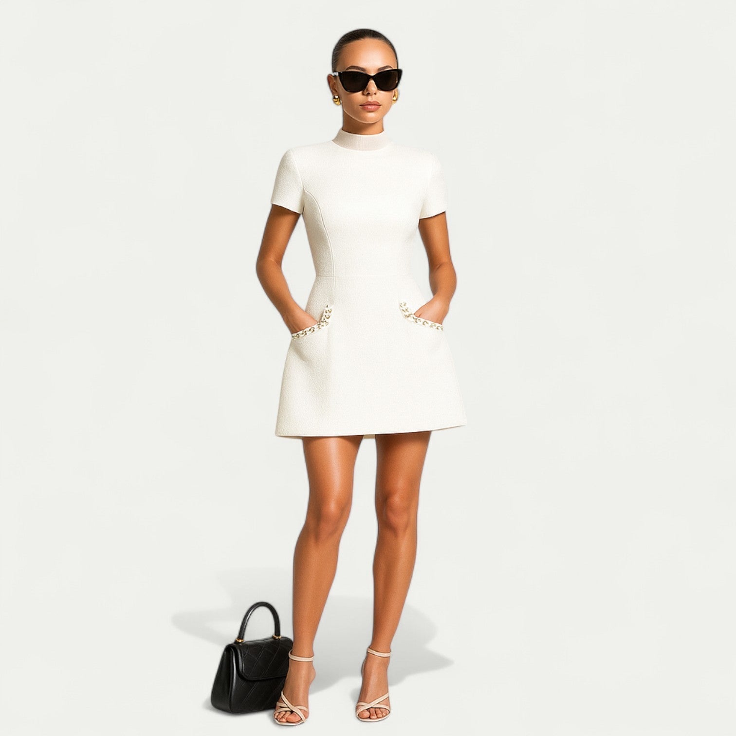 Loraine | Women’s Pearl-Trim Mini Dress