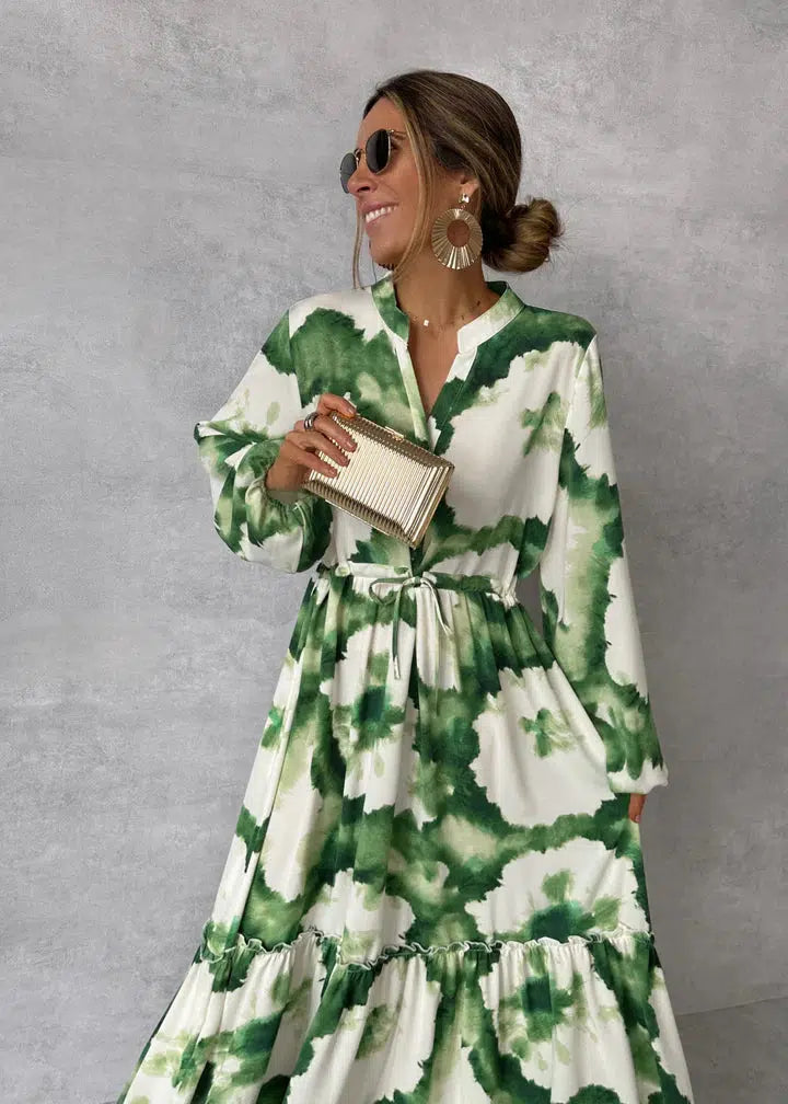 Women's Elegance Flowy Tie-Waist Maxi Evening Party Dress