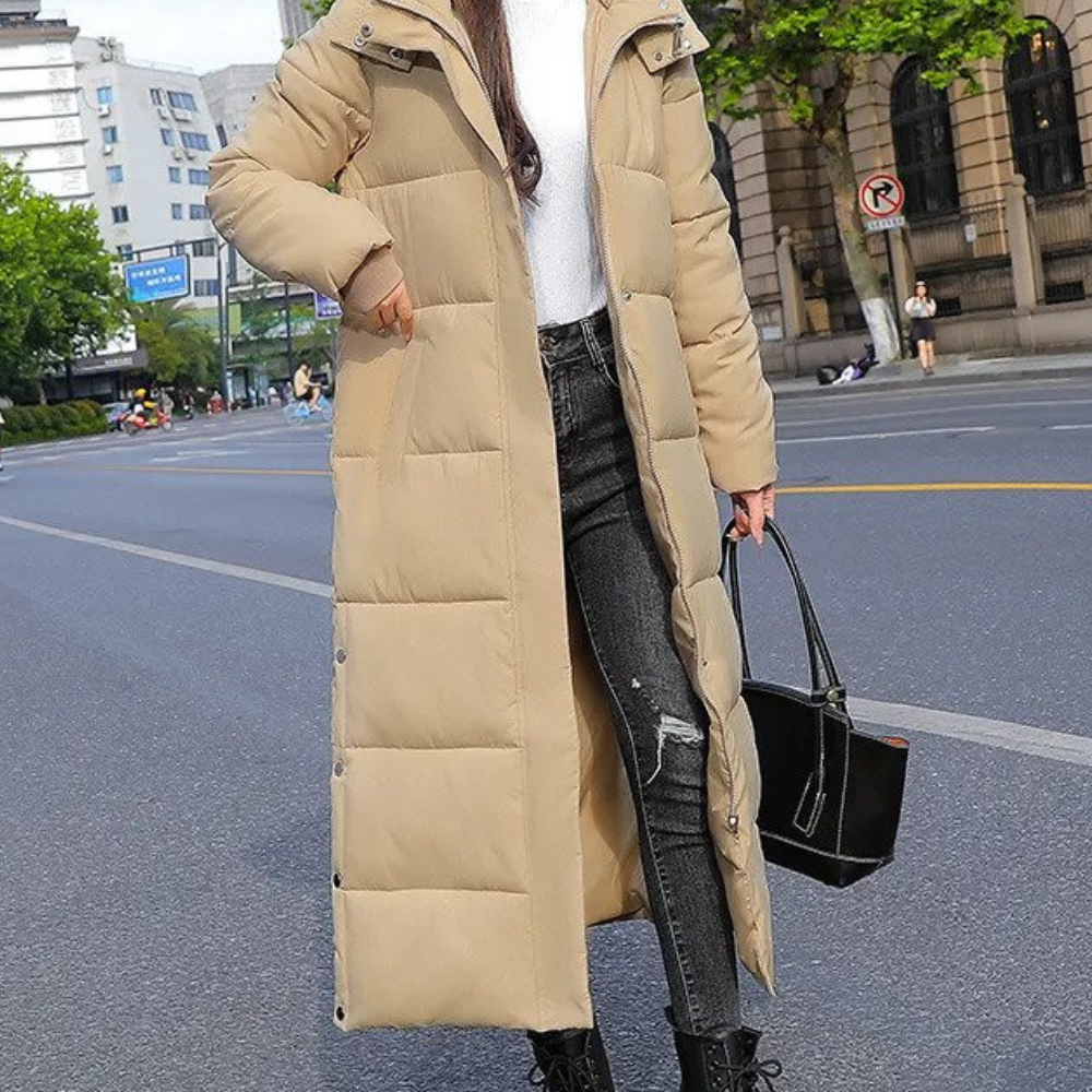 Women’s Long Quilted Winter Coat Full Length Warm Outerwear