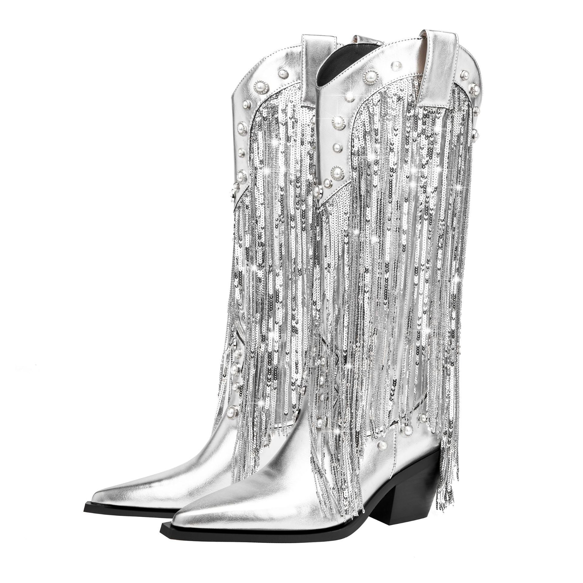 Statement Transitional Fringe Cowboy Knee High Boots for Women