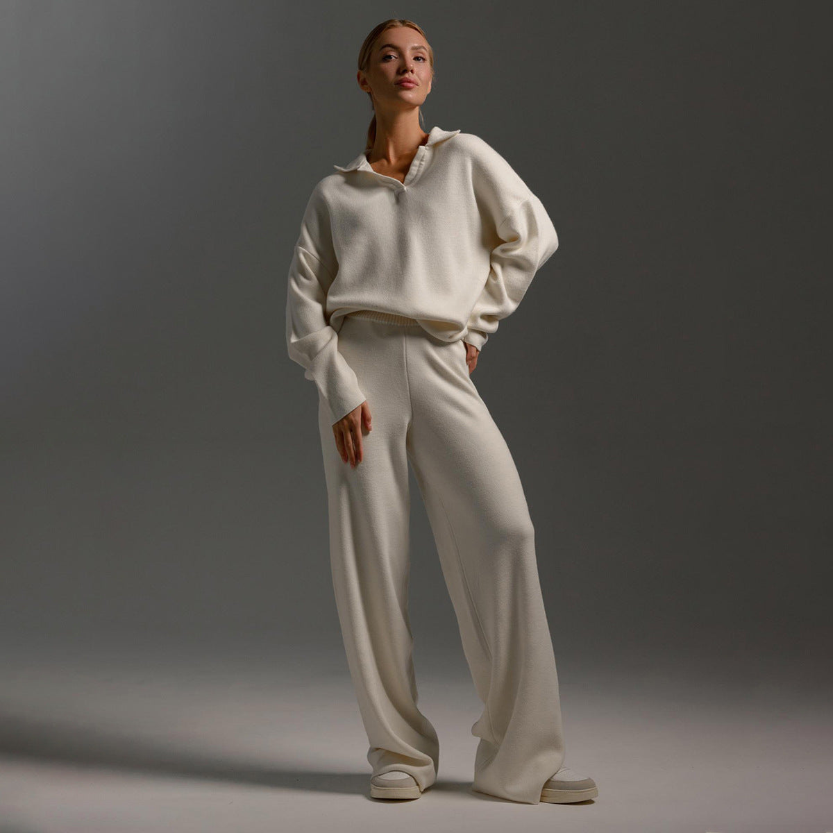 Women's Fashion Modern Elegance Knitted Two-pieces Tracksuit