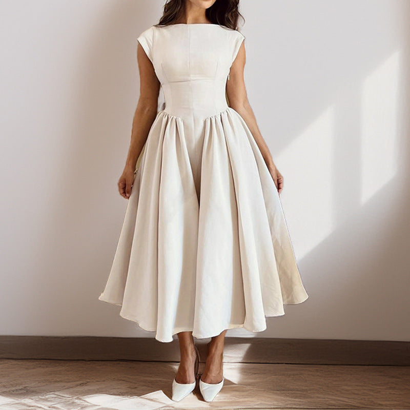 Fashion Evening Round Neckline Party Midi Dress for Women