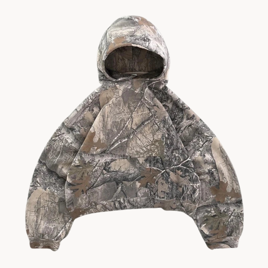 Women's Rugged Camouflage Oversized Cropped Hoodie