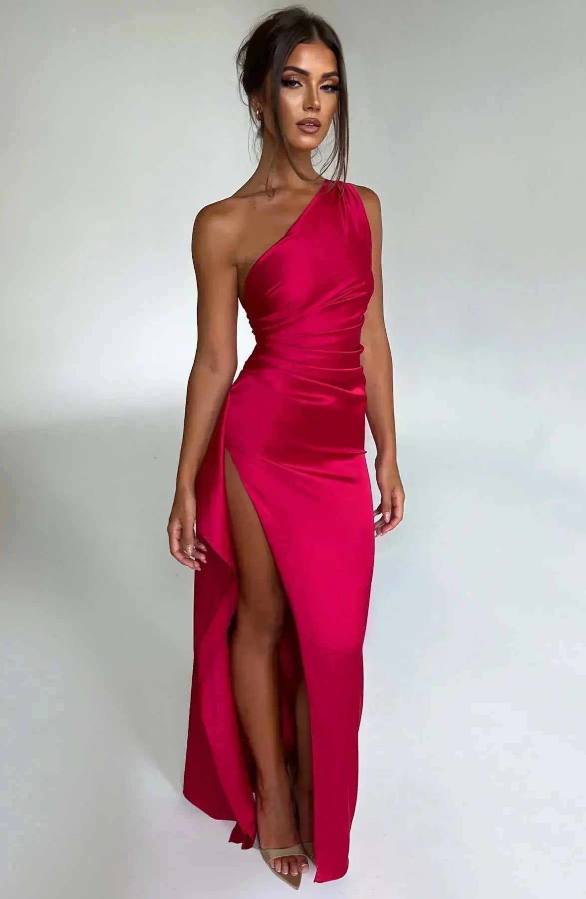 Rubina | Women’s One-Shoulder Satin Maxi Dress