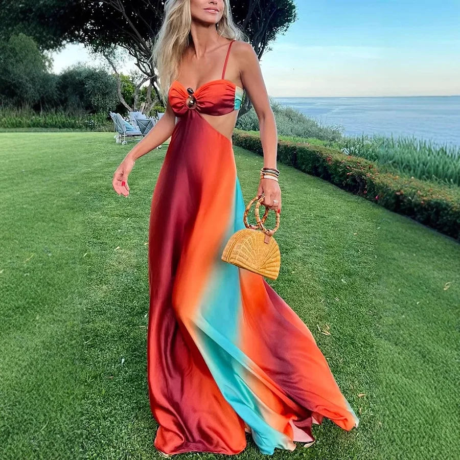 Luxurious Airy Figure-Hugging Knot Front Evening Maxi Dress for Women