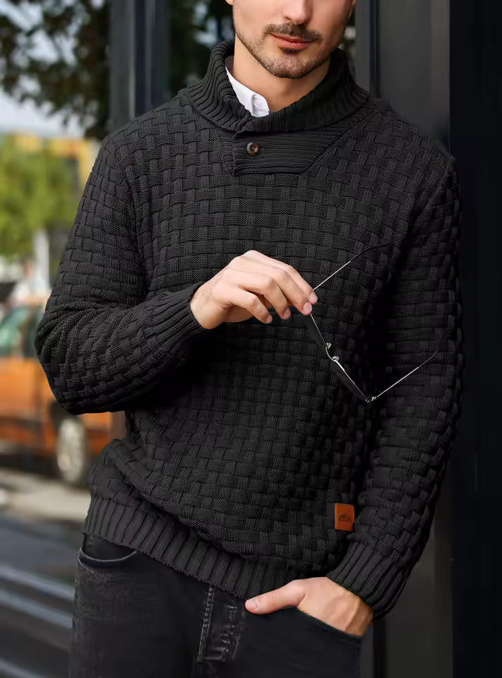 Men's Fashion Warm Knitted High Neck with Buttons