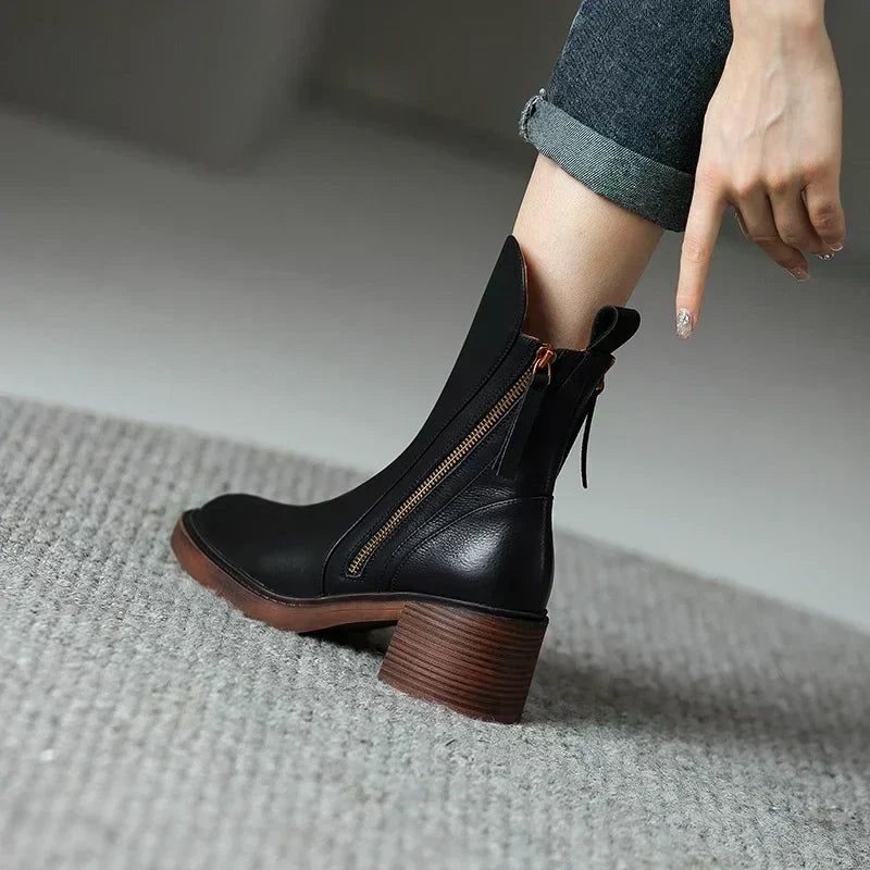 Women's Classic Fashion Durable Ankle Heeled Boots for Outdoor