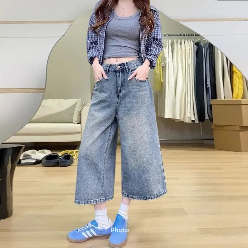 Retro Stylish Loose Fit Baggy Jeans in High-Waist for Women