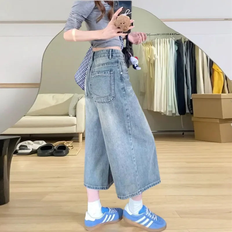 Retro Stylish Loose Fit Baggy Jeans in High-Waist for Women