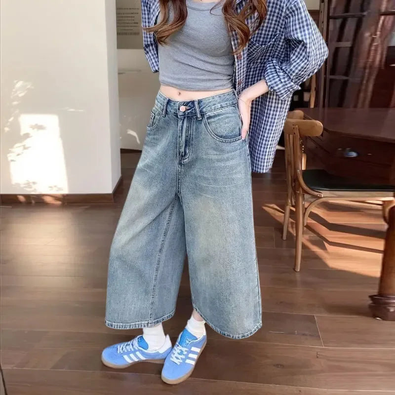 Retro Stylish Loose Fit Baggy Jeans in High-Waist for Women