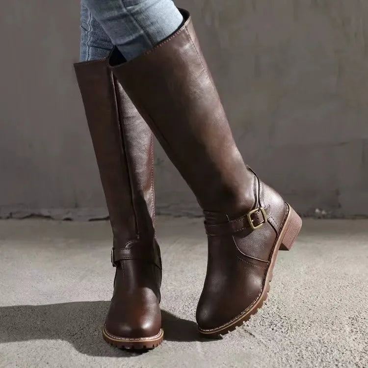 Women’s Buckle Modern Chic Leather Boots for All Season
